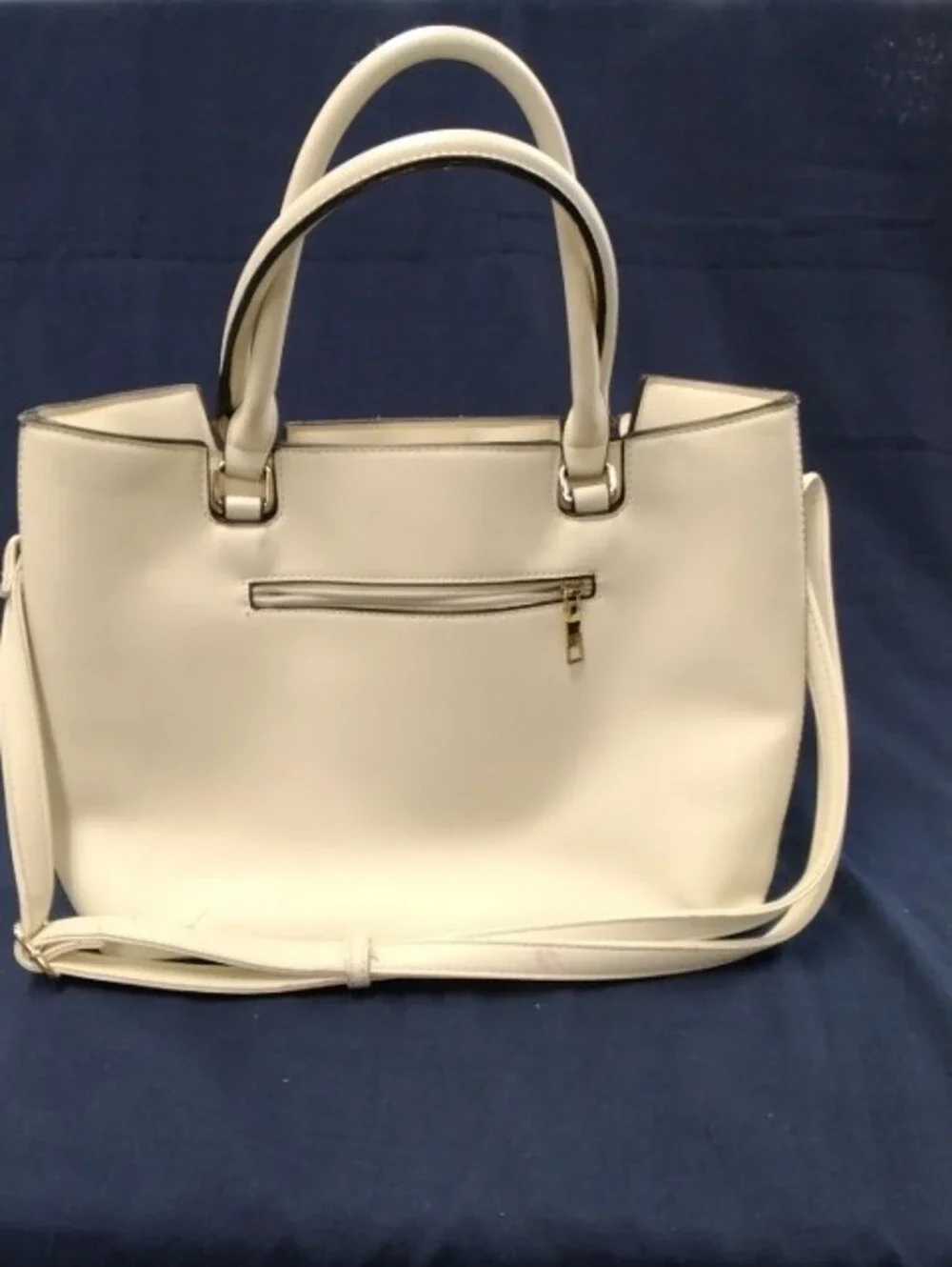 Source Unknown Light Cream Perforated Tote with Charm